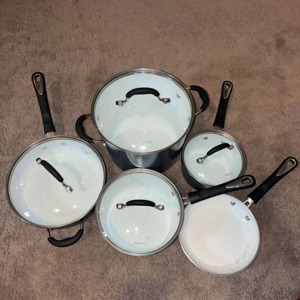Cuisinart Elements Ceramic Nonstick Cookware Set 9-Piece Pots Pans Lids